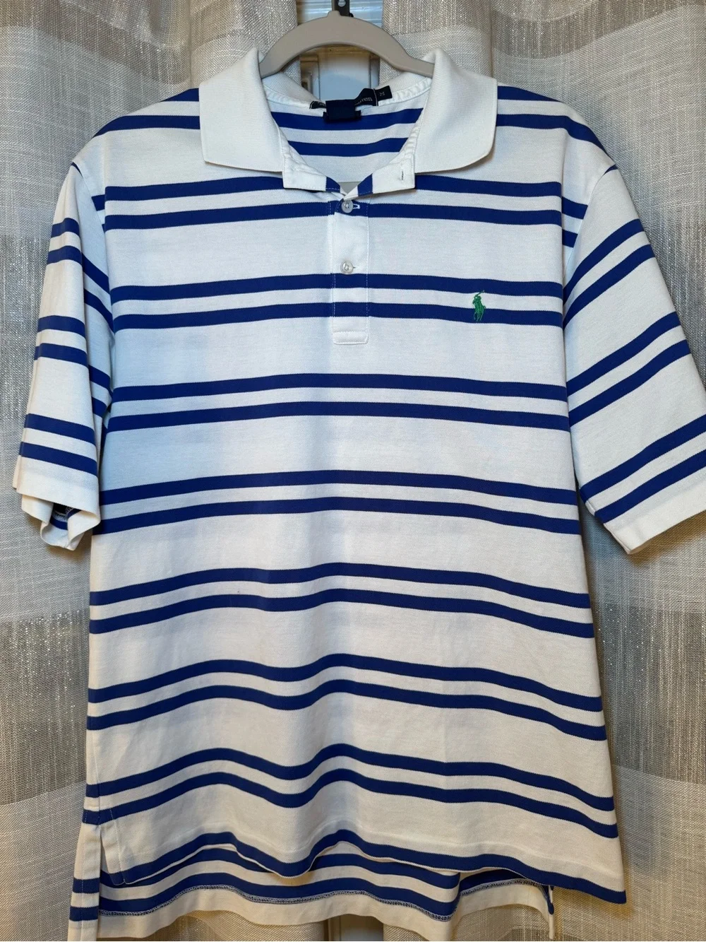 Ralph Lauren White Polo with Royal Blue Stripes